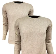 Swetry męskie - Sweter Męski Klasyczny Beżowy Casual Xl - miniaturka - grafika 1