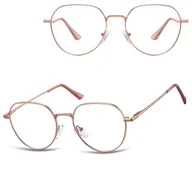 Okulary korekcyjne, oprawki, szkła - Okulary zerówki lenonki oprawki korekcyjne medium M294 złote - miniaturka - grafika 1