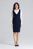 Sukienki - Ołówkowa sukienka na ramiączkach - granatowa - rozmiar S - miniaturka - grafika 1