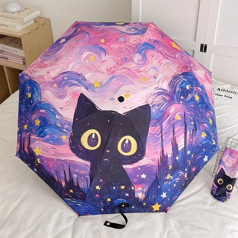 PARASOL kotek fioletowy róż KAWAII ANIME POP ART PARASOLKA KOT Automatyczny