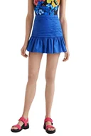 Spódnice - Spódnica damska Desigual Lima mini marszczona niebieska-XL - miniaturka - grafika 1