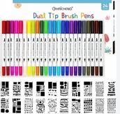 Przybory szkolne - Zestaw Pisaków CH HAICHENG (24 szt.) + Szablony do Malowania - miniaturka - grafika 1