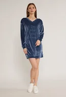 Bluzy damskie - Długa, welurowa bluza z napisem - Monnari - miniaturka - grafika 1