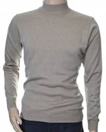 Swetry męskie - Sweter męski ze stójką z półgolfem półgolf z wełny wełniany 5XL beżowy - miniaturka - grafika 1