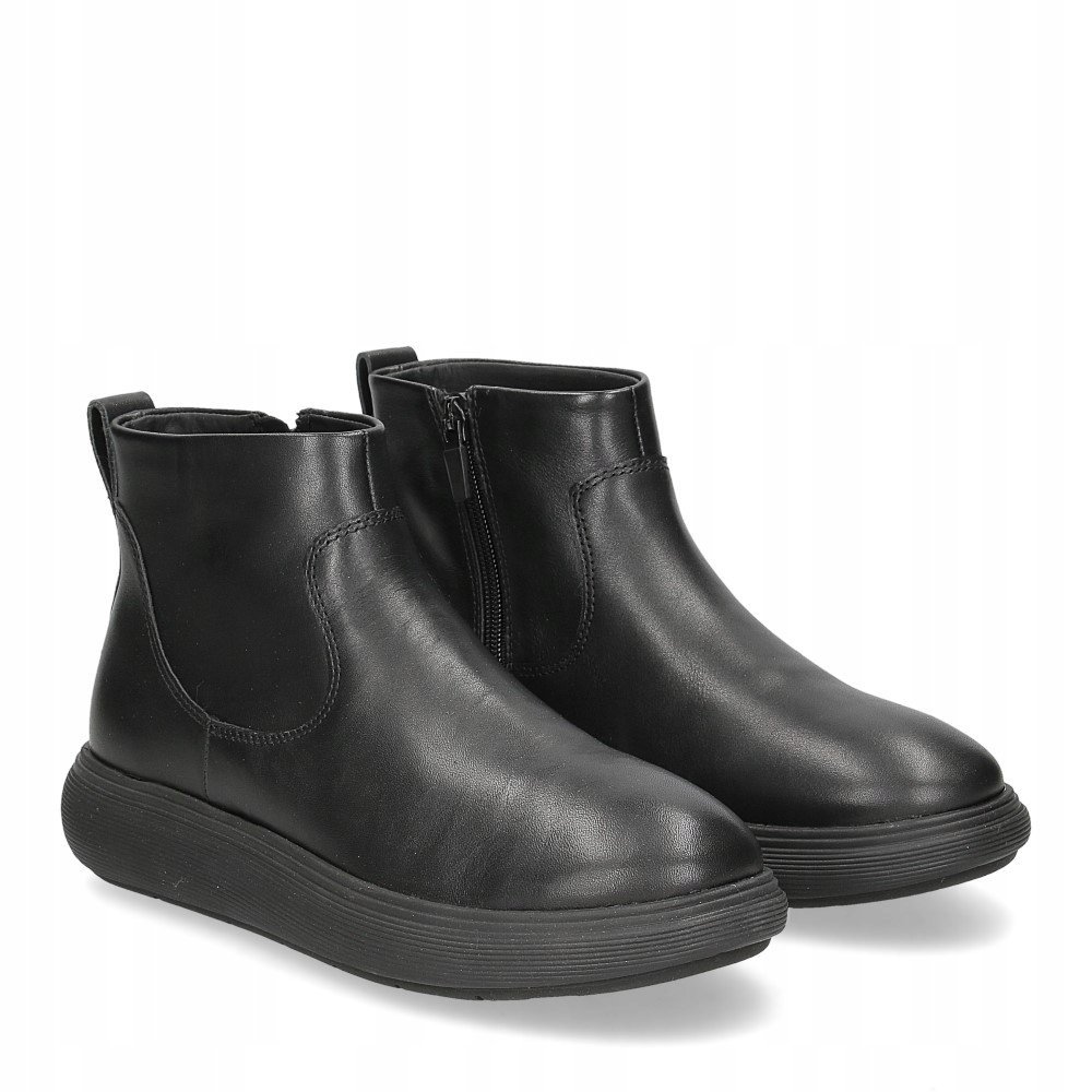 FITFLOP CZARNE BOTKI Z SKÓRY NATURALNEJ Z PŁASKĄ PODESZWĄ 37,5 16GA