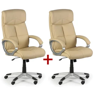 Fotel biurowy, krzesło biurowe B2B Partner Skórzany fotel biurowy Foster, beżowy, 1+1 GRATIS 412167 - Fotele i krzesła biurowe - miniaturka - grafika 1