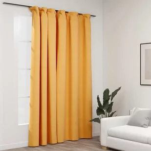 vidaXL Zasłona stylizowana na lnianą, z haczykami, żółta, 290x245 cm - Akcesoria do wystroju okien - miniaturka - grafika 1