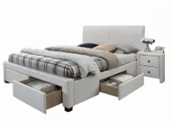 Łóżka - Białe łóżko dwuosobowe T4-N65 - miniaturka - grafika 1