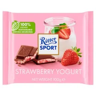 Czekolada - Ritter Sport Czekolada mleczna nadziewana kremem z jogurtu z truskawkami 100 g - miniaturka - grafika 1
