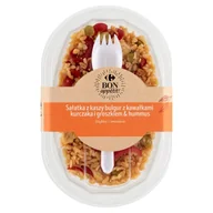 Szybkie dania obiadowe - Carrefour Bon appétit Sałatka z kaszy bulgur z kawałkami kurczaka i groszkiem & hummus 210 g - miniaturka - grafika 1