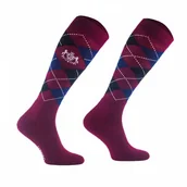 Skarpetki jeździeckie - COMODO Podkolanówki jeździeckie MERINO KARO - bordowy/czarny/granat - miniaturka - grafika 1