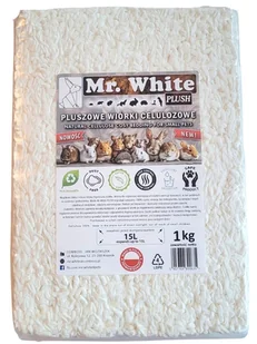 MR. WHITE Plush Wiórki celulozowe 1kg - Podłoże dla gryzoni - miniaturka - grafika 1