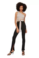 Legginsy - TRENDYOL Legginsy - brązowe - wysoki stan, czarny, S - miniaturka - grafika 1