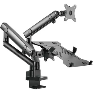 GEMBIRD Biurkowe regulowane ramię na 2 monitory + półka na notebooka -pełny ruch 17-32inch  do 8kg - Uchwyty do monitorów - miniaturka - grafika 1