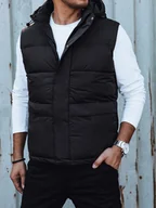 Kamizelki męskie - Kamizelka męska pikowana z kapturem czarna Dstreet TX4782 - miniaturka - grafika 1