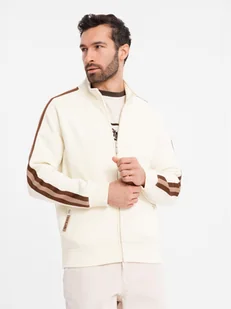Męska bluza dresowa z wysokim kołnierzem i lampasami kremowa V3 OM-SSZP-0219 XL - Bluzy męskie - miniaturka - grafika 1