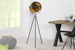 Invicta Interior Lampa podłogowa Renox 140cm czarno-złota i-36617 - Lampy stojące - miniaturka - grafika 1
