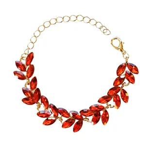 Złota bransoletka z czerwonymi cyrkoniami rubinowa ELEGANCKA biżuteria - Bransoletki - miniaturka - grafika 1