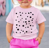 Koszulki dla dziewczynek - Jasno Różowa koszulka w czarne kropki dla dziewczynki na Dzień kropki - miniaturka - grafika 1