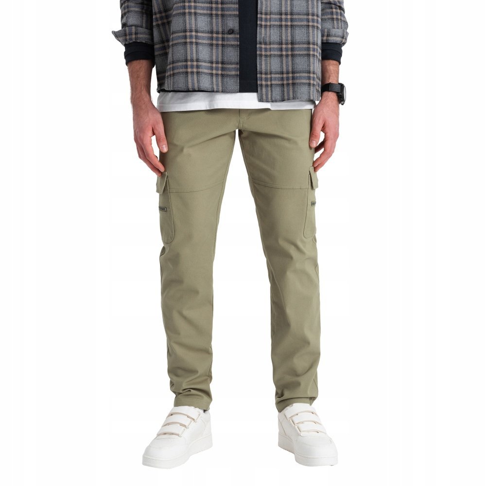 Męskie spodnie cargo STRAIGHT LEG oliwkowe V2 OM-PACG-0204 S
