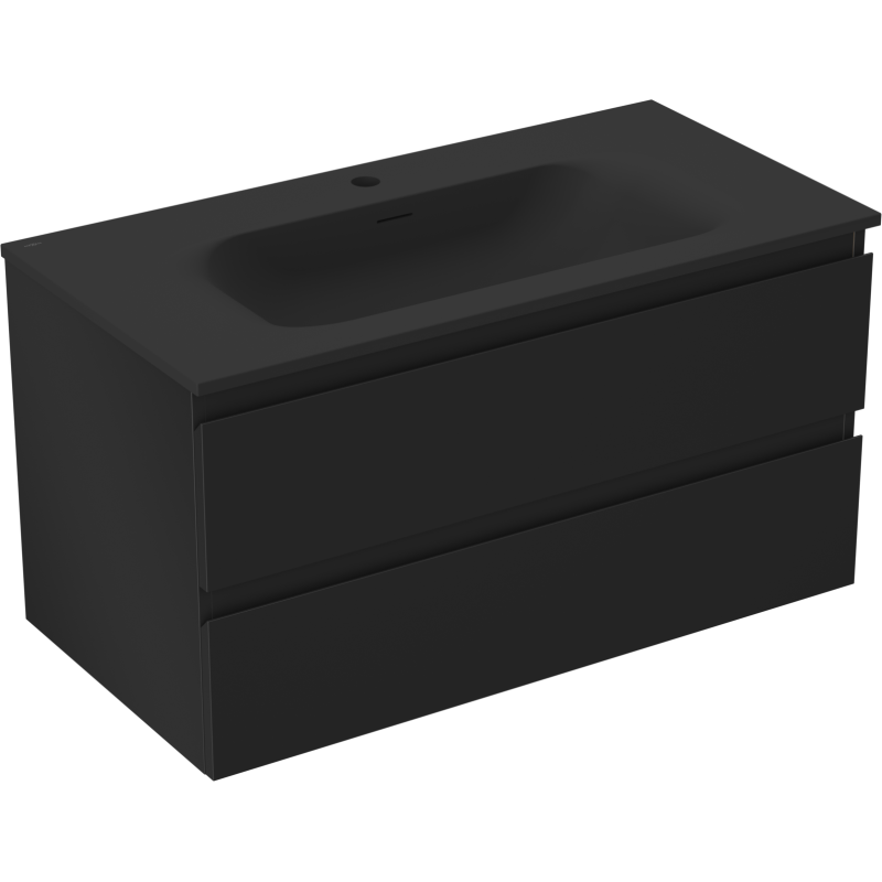 Mexen Orio szafka łazienkowa 90 cm z umywalką Vela, 2 szuflady, czarna mat - 91A10-09047-2-BFF71-W23M71