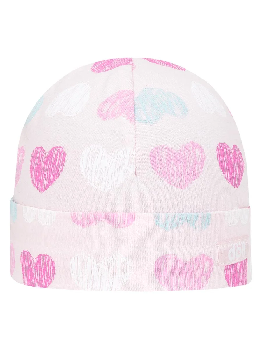 Czapka beanie w serduszka jasnoróżowa Doll r.49