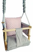 Leżaczki i huśtawki - Szaro-różowa huśtawka dziecięca 3w1 E9-T12 - miniaturka - grafika 1