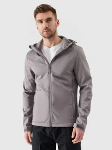 Męski softshell wiatroodporny z kapturem 4F NOSH4-SFM001B - szary - Kurtki męskie - miniaturka - grafika 1