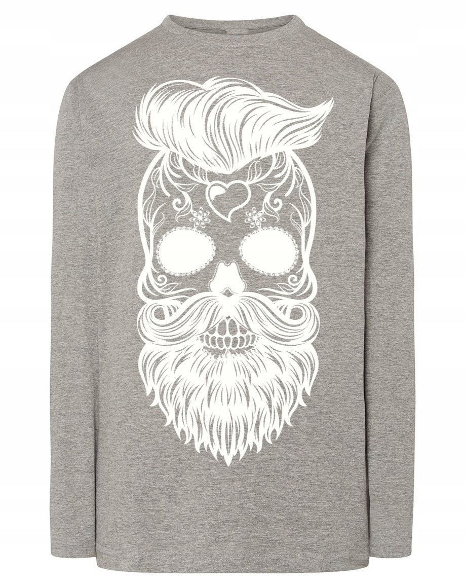 Longsleeve męski nadruk Czaszka Broda r.4XL