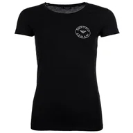 Koszulki i topy damskie - Emporio Armani Damska koszulka z okrągłym kołnierzem Essential Studs z logo, czarny, M - miniaturka - grafika 1