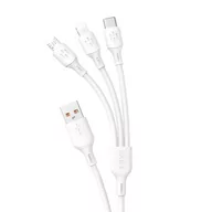 Akcesoria do słuchawek - Kabel USB - USB C / micro USB / Lightning 480Mb/s 6A 1.2m - biały - miniaturka - grafika 1