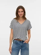 Koszulki i topy damskie - Vero Moda Koszulka w kolorze kremowym - miniaturka - grafika 1