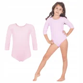 Pozostały sprzęt i akcesoria do ćwiczeń - Kostium BODY GIMNASTYCZNE do tańca, rytmiki, baletu rękaw 3/4 RÓŻOWE 122 - miniaturka - grafika 1