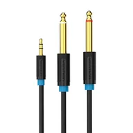 Kable - Vention, Kabel Audio 3,5Mm Trs Męski Do 2X 6,35Mm Męski 1M  Bacbf, Czarny - miniaturka - grafika 1