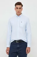Koszule męskie - Lacoste koszula bawełniana męska kolor niebieski regular z kołnierzykiem button-down - miniaturka - grafika 1
