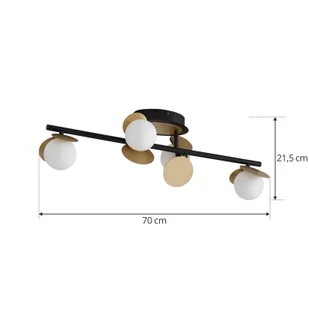 Lampa sufitowa LED Lucande Pallo, 4-punktowa, czarny/złoty, szkło - Lampy sufitowe - miniaturka - grafika 2