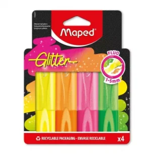 Zakreślacz Glitter Fluo brokatowy 4 kolory MAPED - Zakreślacze - miniaturka - grafika 1
