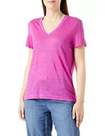 Koszulki i topy damskie - Gerry Weber Damska koszulka z lnu z krótkim rękawem T-Shirt rękaw 1/2 T-shirt jednokolorowy, melanż, Orchid, 48 - miniaturka - grafika 1