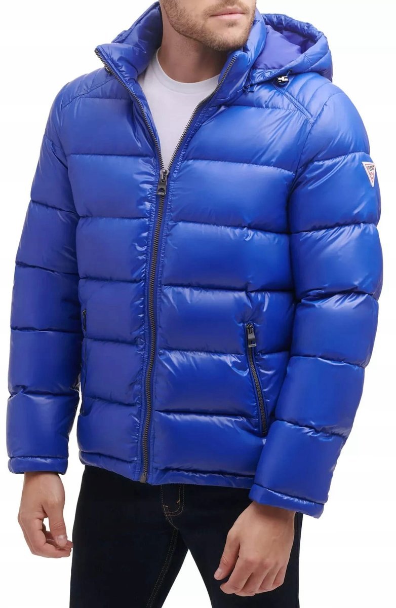 Męska kurtka zimowa GUESS M niebieska – styl, ciepło i ochrona na zimę