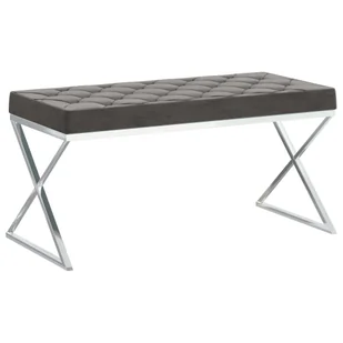 VidaXL Ławka, 97 cm, szara, aksamit i stal nierdzewna 289054 VidaXL - Ławki do przedpokoju - miniaturka - grafika 1