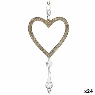 Dekoracja świąteczna serce szampańskie plastikowe błyszczące 9 x 16 x 2 cm (24 sztuki) - Ozdoby bożonarodzeniowe - miniaturka - grafika 1