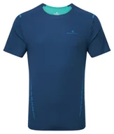 Koszulki sportowe męskie - RONHILL Koszulka biegowa męska TECH RACE S/S deep navy/laguna - miniaturka - grafika 1