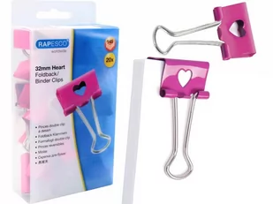 Klipy biurowe 32mm Rapesco różwy SERCE 20 sztuk - Spinacze i klipsy do papieru - miniaturka - grafika 1