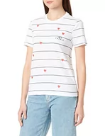 Koszulki i topy damskie - ONLY Women's ONLBONE REG S/S Heart TOP Box JRS T-Shirt, Bright White/Stripes:Black + Print Cherie, XS - miniaturka - grafika 1