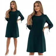 Sukienki - ELEGANCKA ZIELONA SUKIENKA Z WIĄZANYM RĘKAWEM ROZMIAR 40 POLSKI PRODUCENT - miniaturka - grafika 1