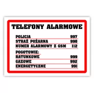 Tablice BHP - Tablica laminowana A5 - telefony alarmowe - miniaturka - grafika 1