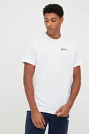 Koszulki męskie - Jack Wolfskin t-shirt bawełniany kolor biały z nadrukiem - miniaturka - grafika 1