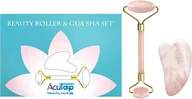 Akcesoria medycyny naturalnej - Zestaw z różowego kwarcu w eleganckim etui - roller + płytka Gua Sha do pielęgnacji twarzy i szyi - Beauty Roller & Gua Sha Set (Love A46006) - miniaturka - grafika 1