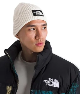 The North Face NF0A3FJXQLI TNF Logo Box Cuffed Beanie Czapka męska White Dune OS - Czapki męskie - miniaturka - grafika 1