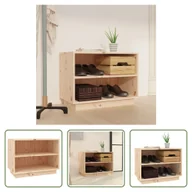 Szafki na buty - The Living Store Stojak na buty 60x34x45 cm lite drewno sosnowe - miniaturka - grafika 1